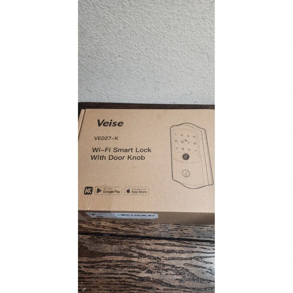 VE027-K Built-in WiFi Smart Lock with 2 Knob, Fingerprint Keyless Matte Black